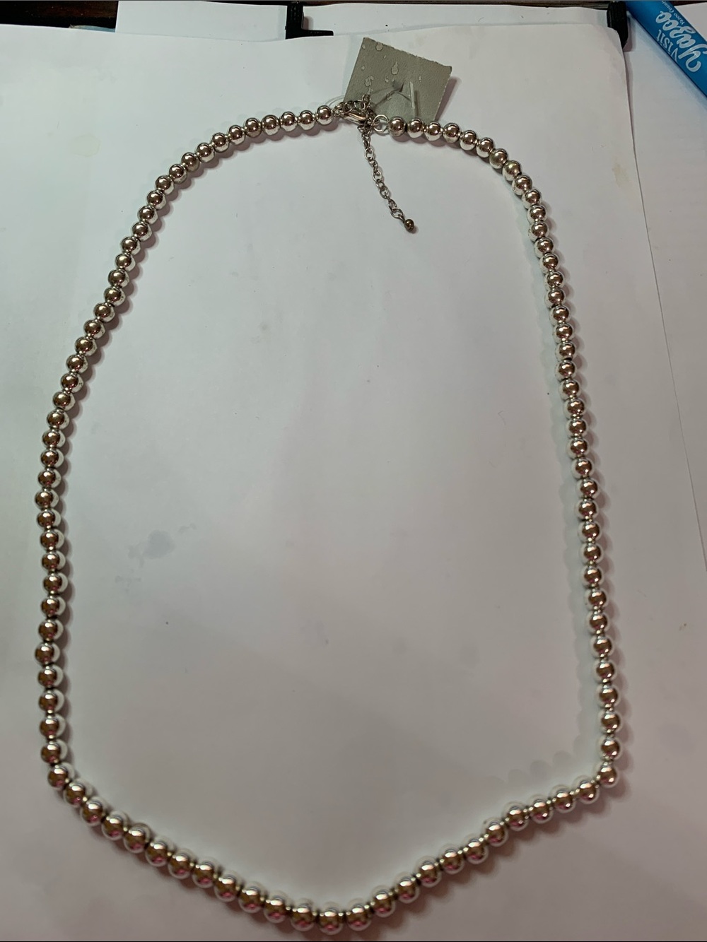 Classic Silver Beaded Necklace with Adjustable Chain